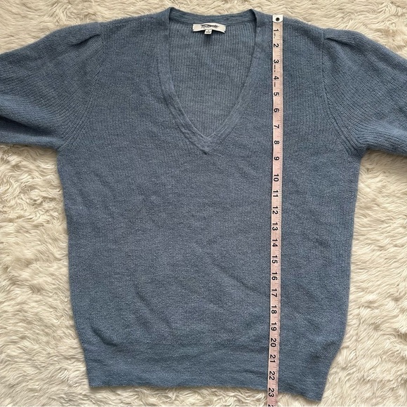Madewell Sweater Alpaca-Blend Deep V-Neck Long Sleeve Hthr Blue Jeans M - Picture 11 of 12